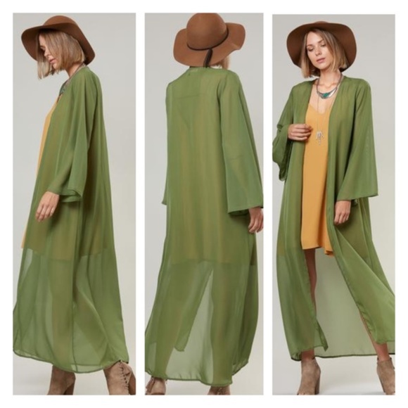 . Sweaters - ❤LAST 1❤OLIVE GREEN KIMONO / DUSTER